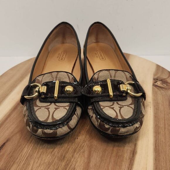 Coach Elkie Women's Monogram Loafers Size 8 B Brown - Picture 2 of 9